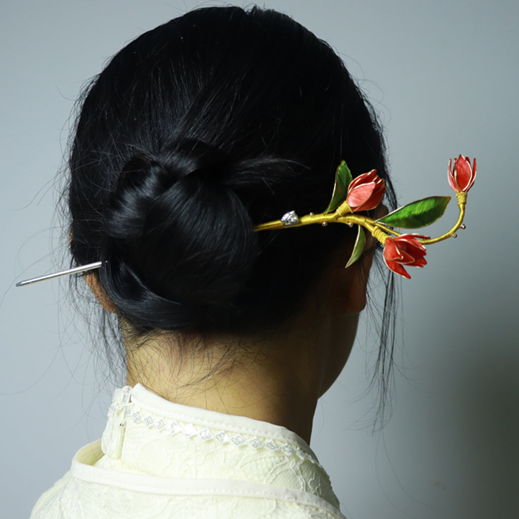 velvet flower hairpin headwear