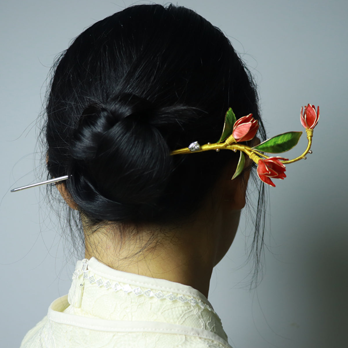 velvet flower hairpin headwear