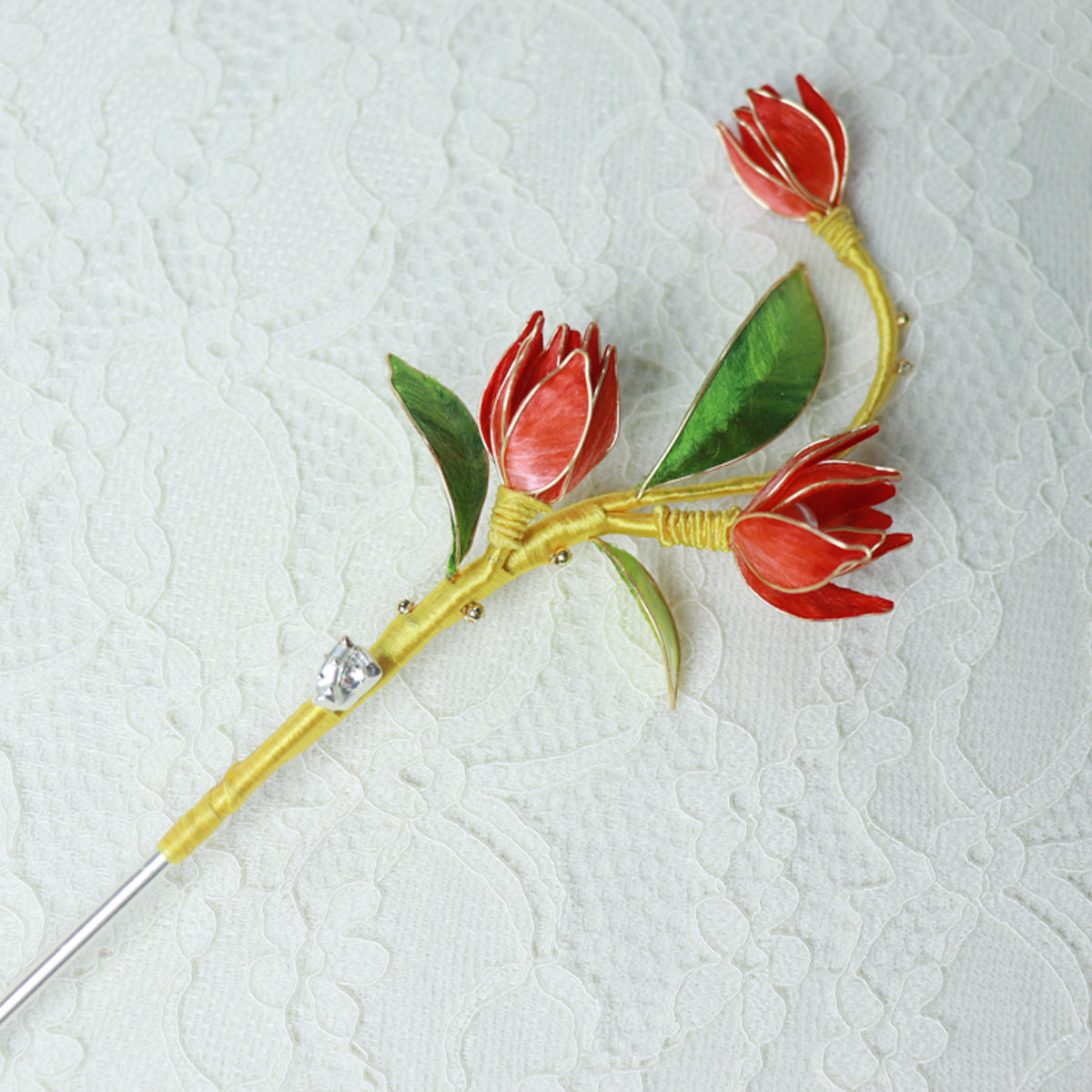 velvet flower hairpin headwear