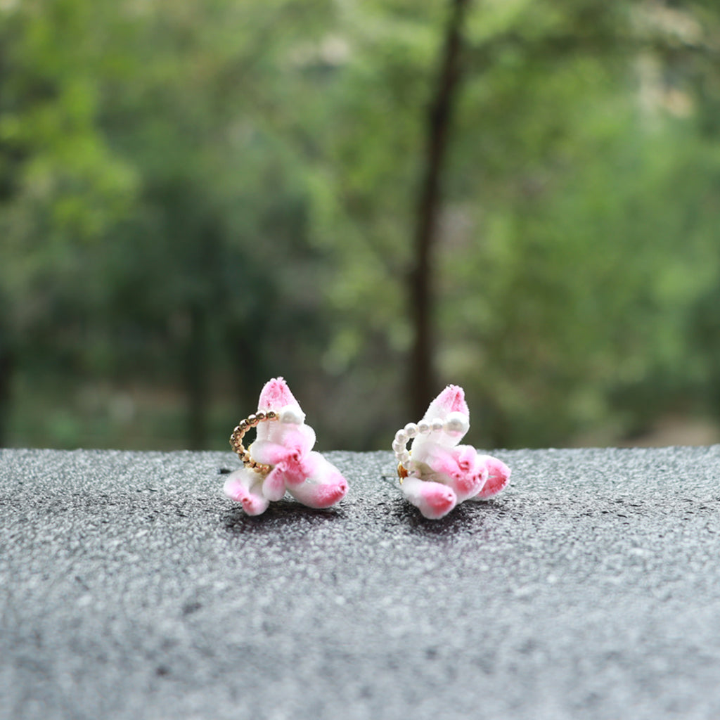 velvet flower pink earstud
