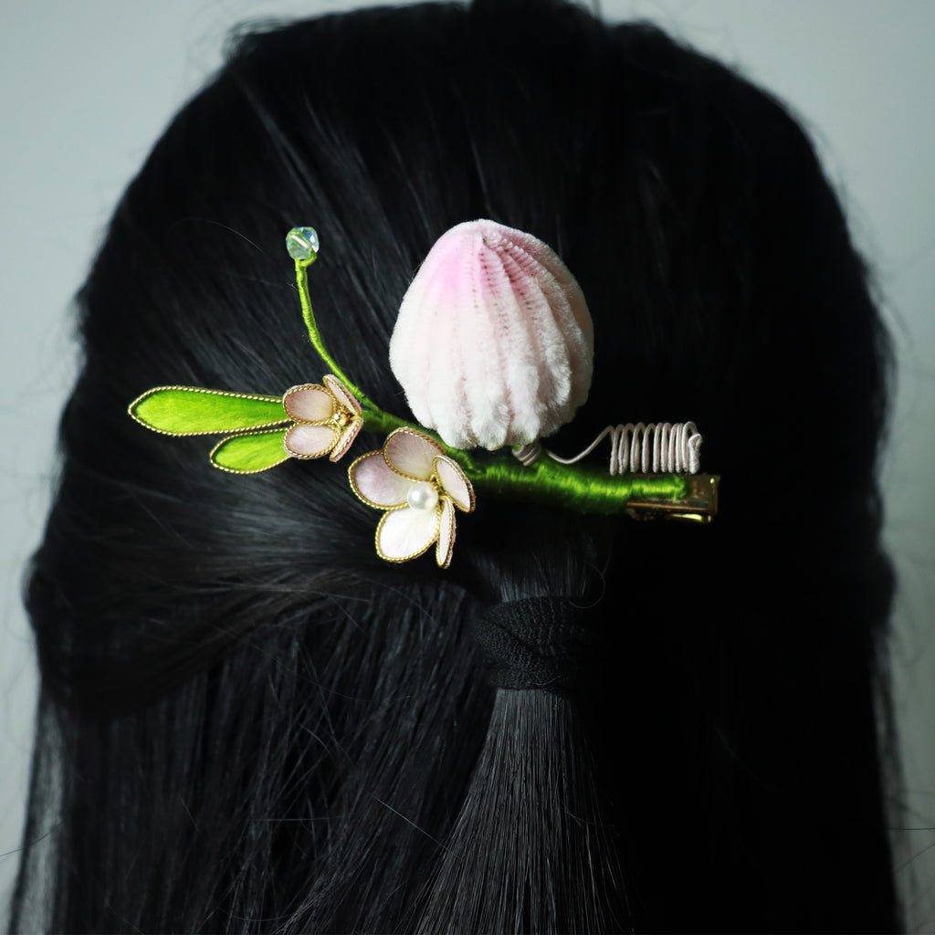 velvet peach flower hairwear